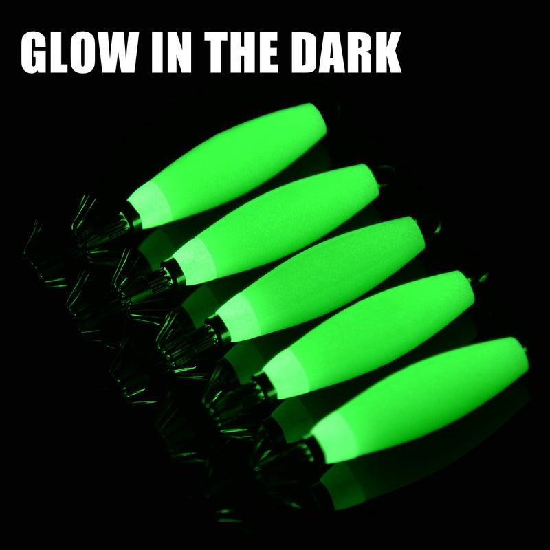 OROOTL Squid Jigs Saltwater Fishing Lures, 5/10pcs Glow Squid Jig Hooks Luminous Cuttlefish Sleeve Octopus Jig Baits Night Fishing Octopus Lures Set with Tackle Box - Image 2